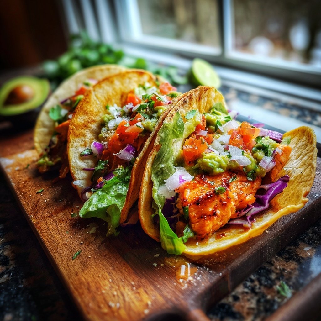 Salmon Tacos with Avocado Salsa