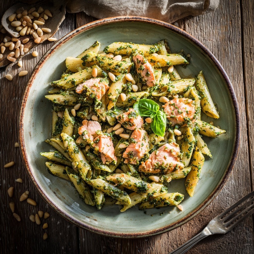 Pesto Salmon Penne Pasta